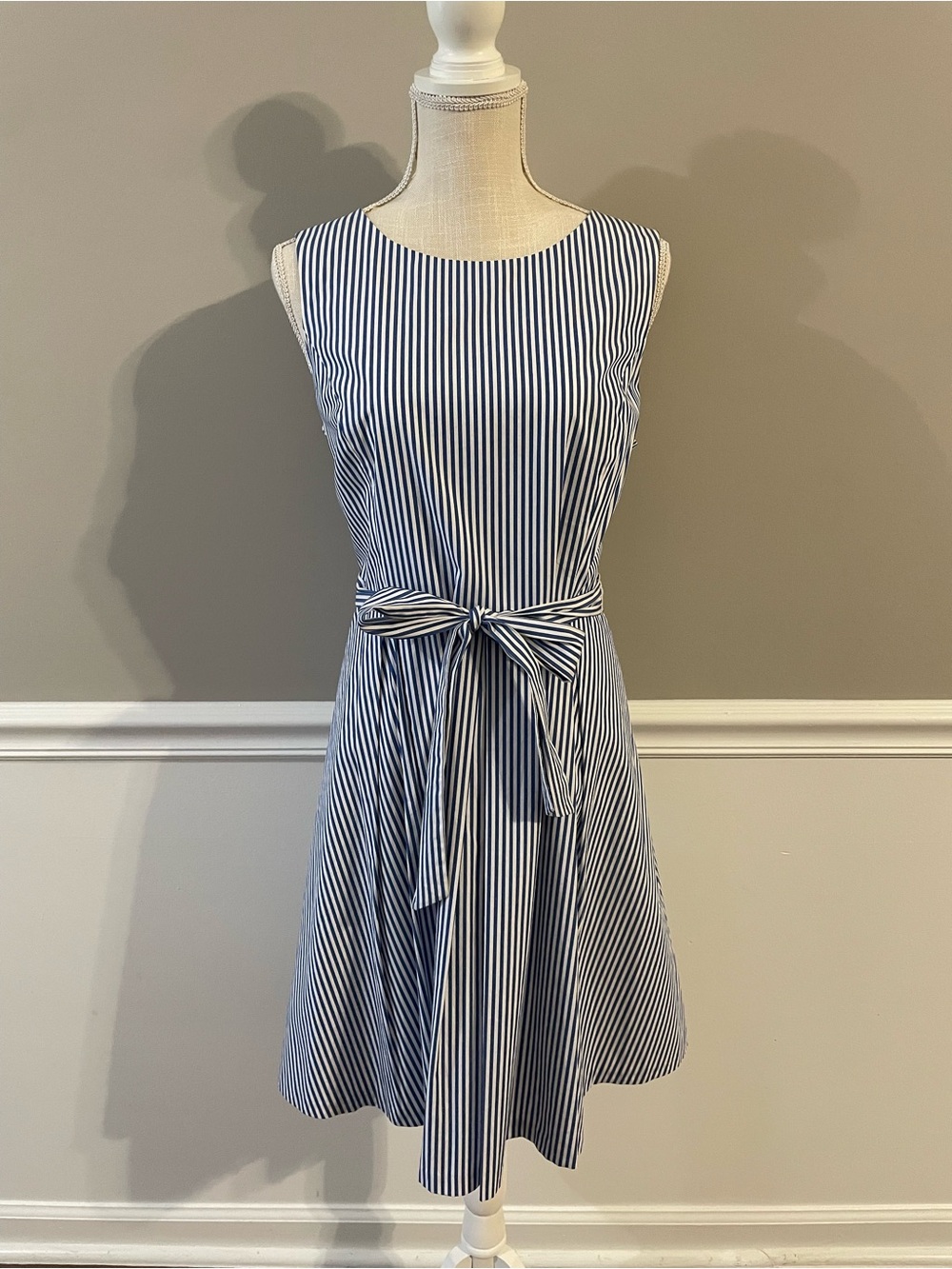 Pappagallo Blue & White Striped Tie-Waist Dress | Size 10